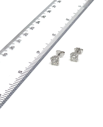 14K White Gold Earrings with 1.41 Carat Diamonds and Pushbacks
