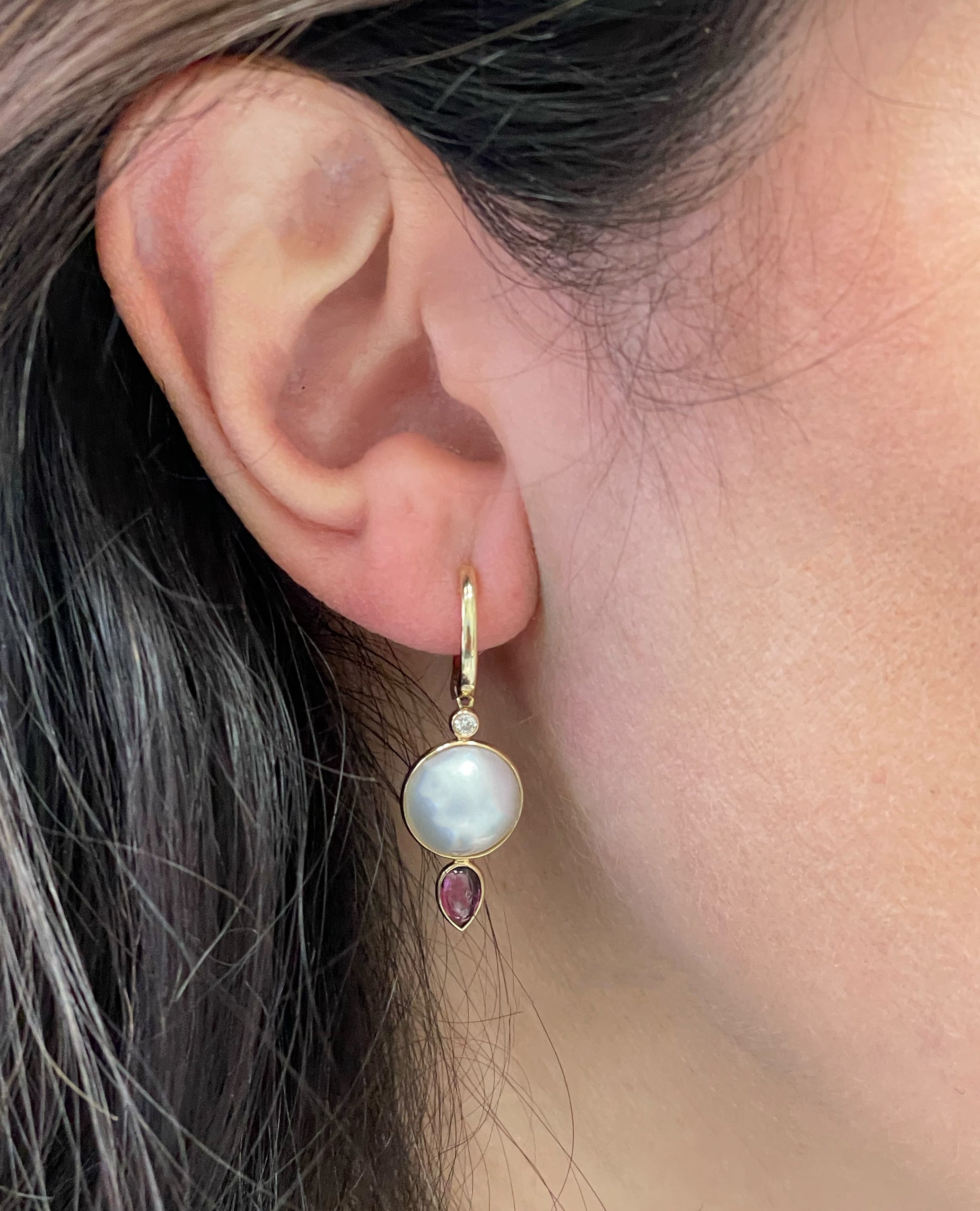 Olivia B. 14K Yellow Gold Mabe Pearl Dangle Earrings (Watch Video)