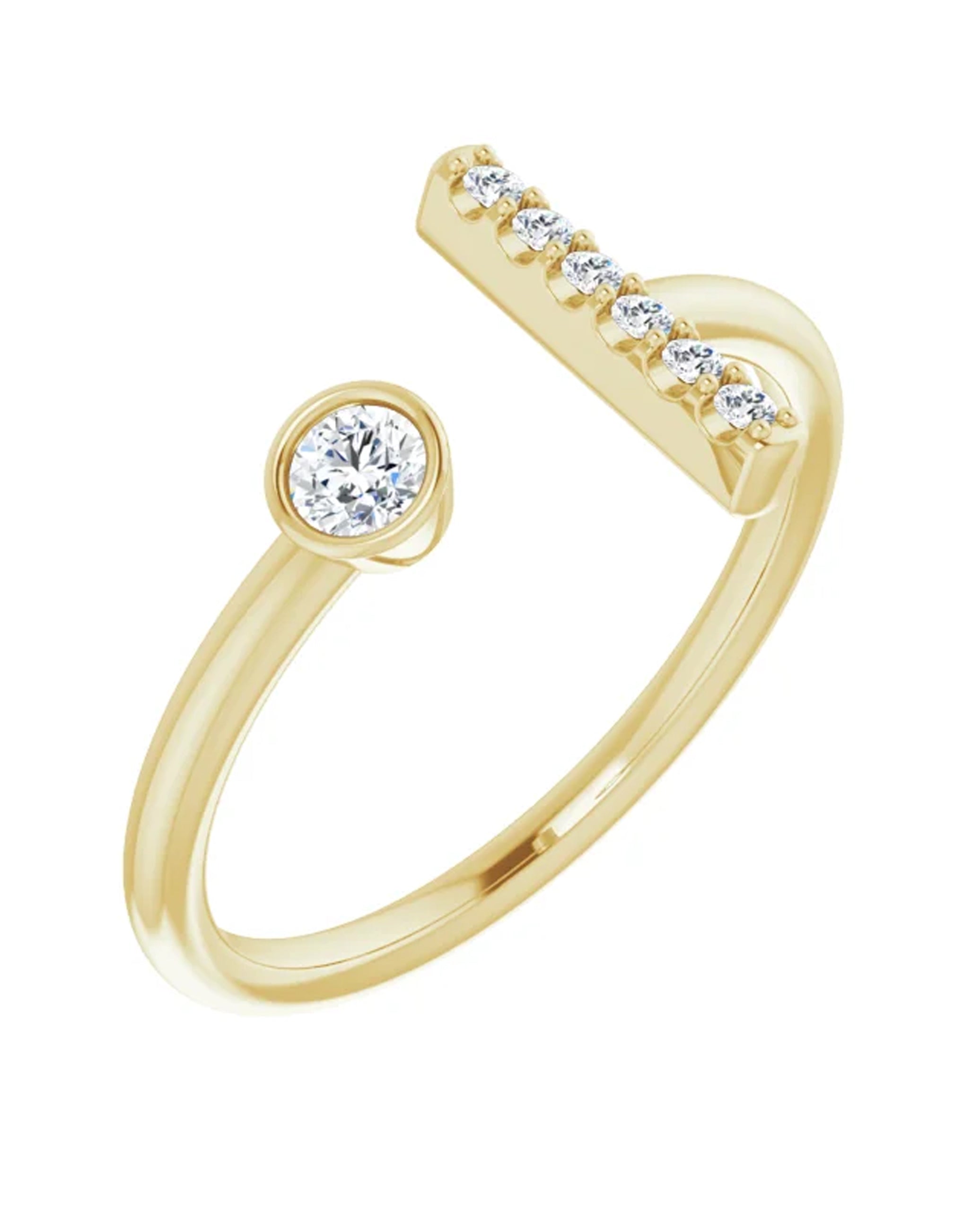 Diamond Bar Ring in 14K Yellow Gold