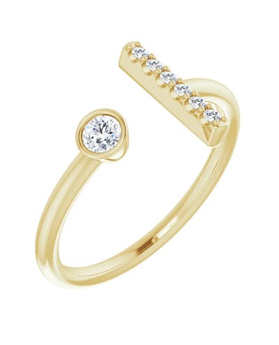 Open Ring with Diamond Bar 0.18 Carats in 14K Yellow Gold