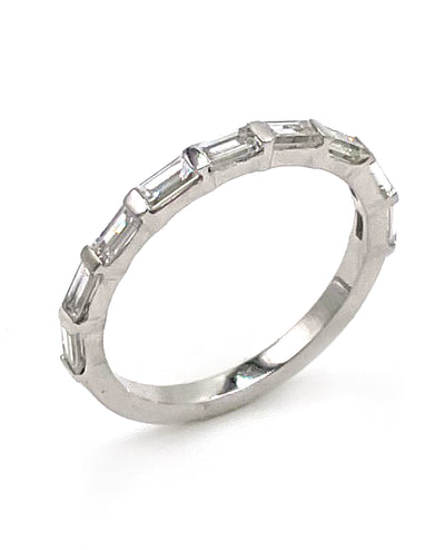 14K White Gold Band with Baguette Diamonds