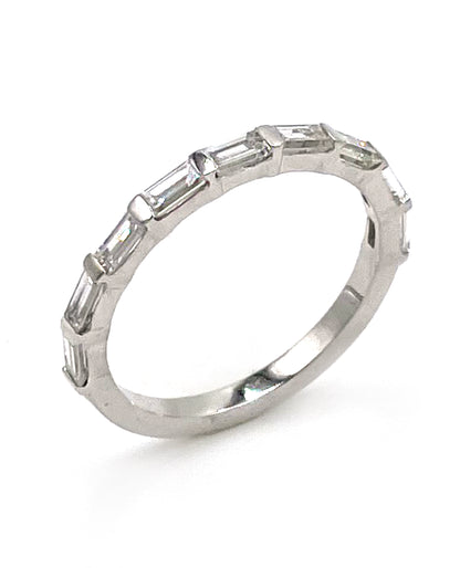 14K White Gold Band with Baguette Diamonds