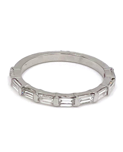 14K White Gold Band with Baguette Diamonds