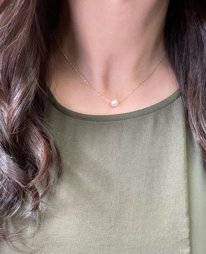14K White Gold 16" Necklace with One 8.5mm Cultured Pearl