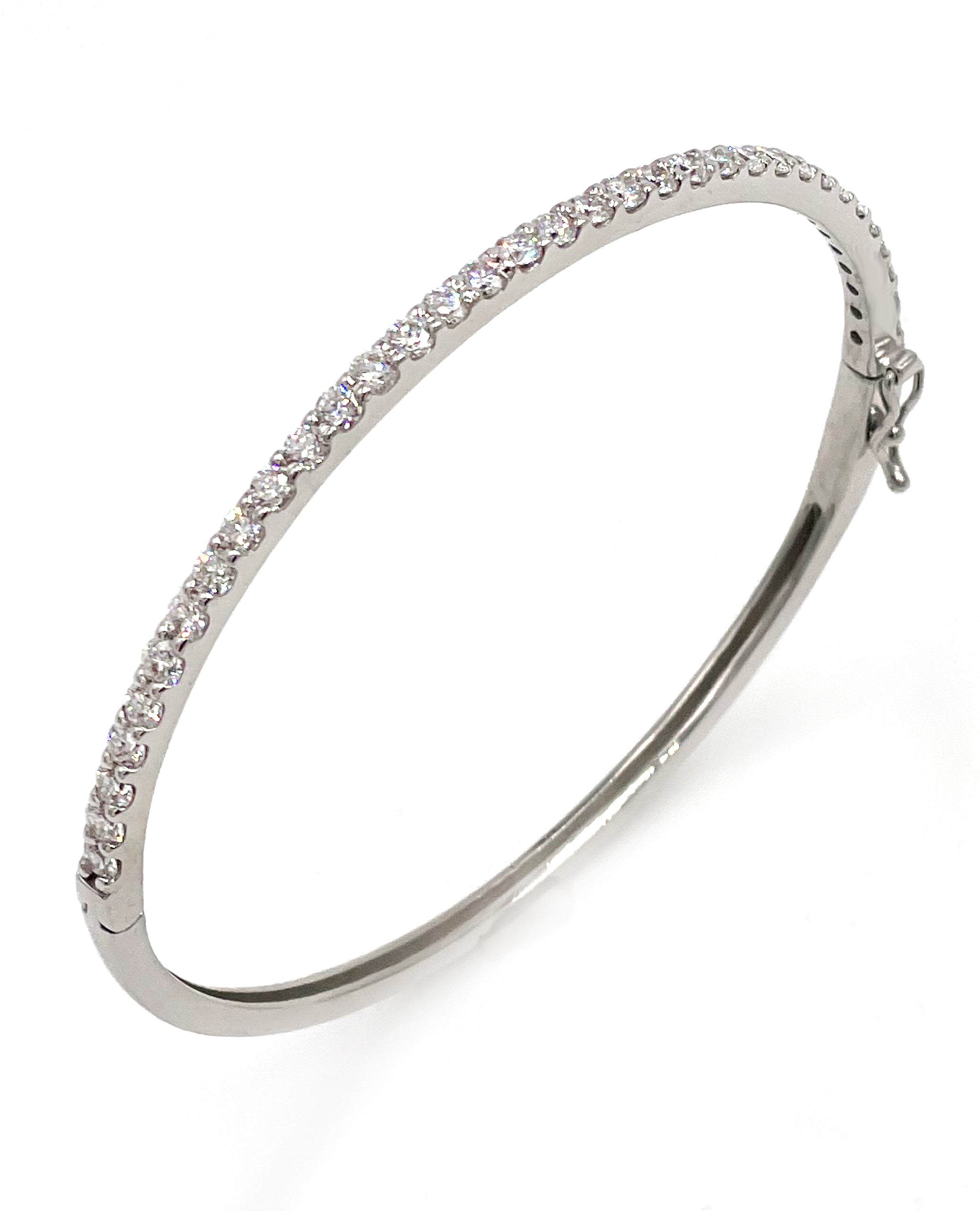 14K White Gold Diamond Bangle Bracelet