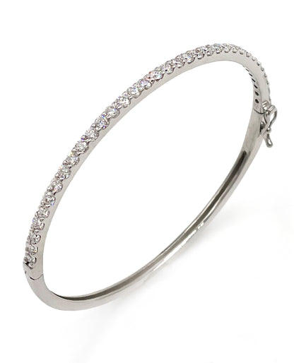 18K White Gold Diamond Bangle Bracelet
