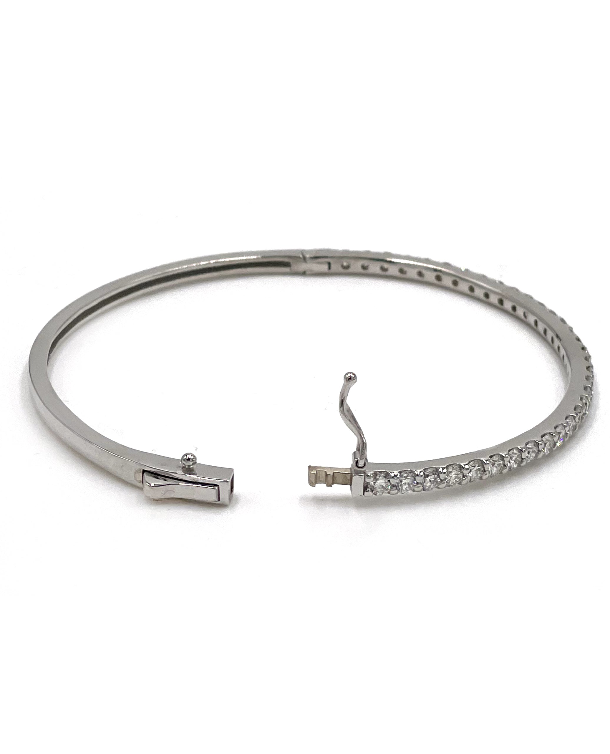 14K White Gold Diamond Bangle Bracelet
