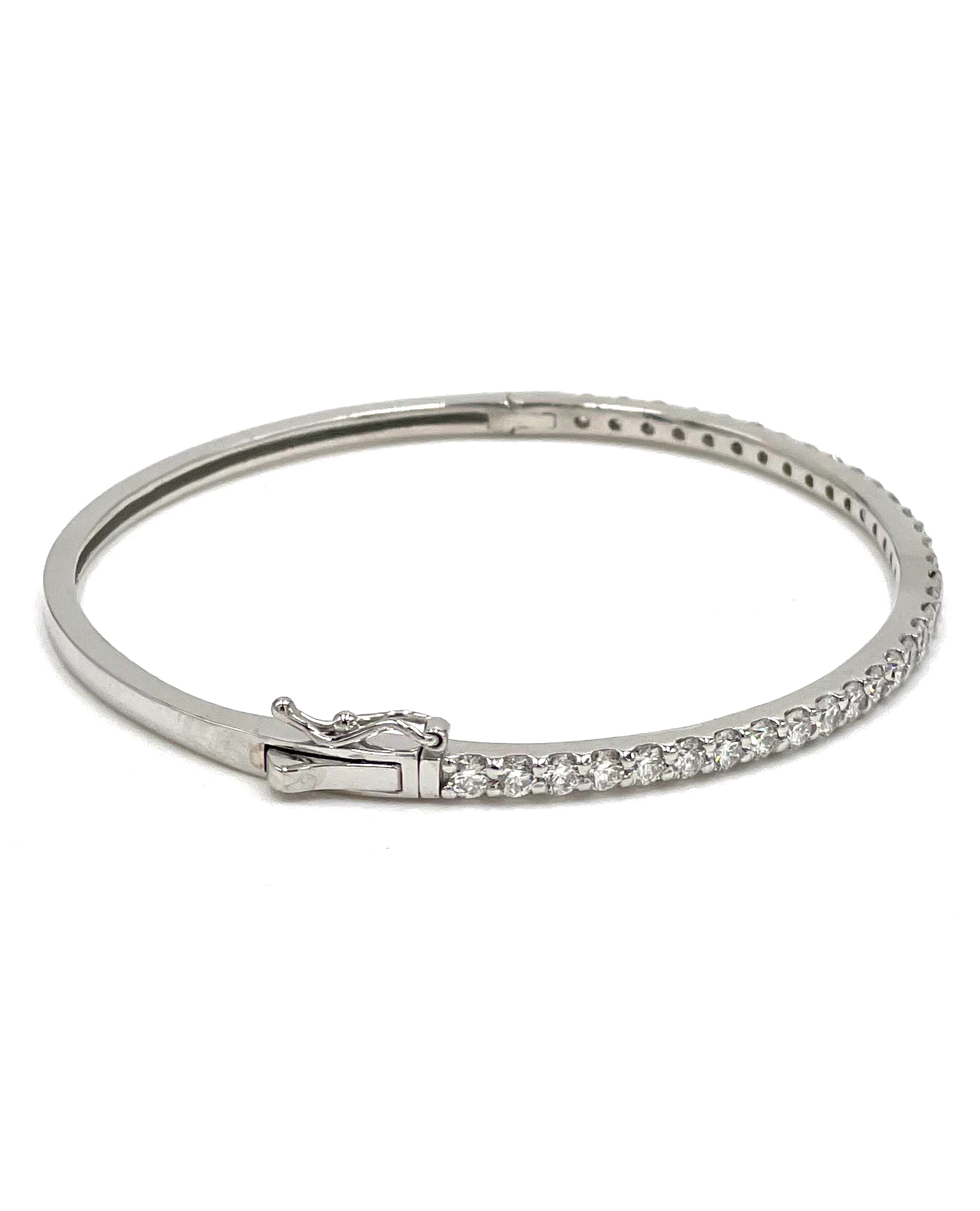 14K White Gold Diamond Bangle Bracelet