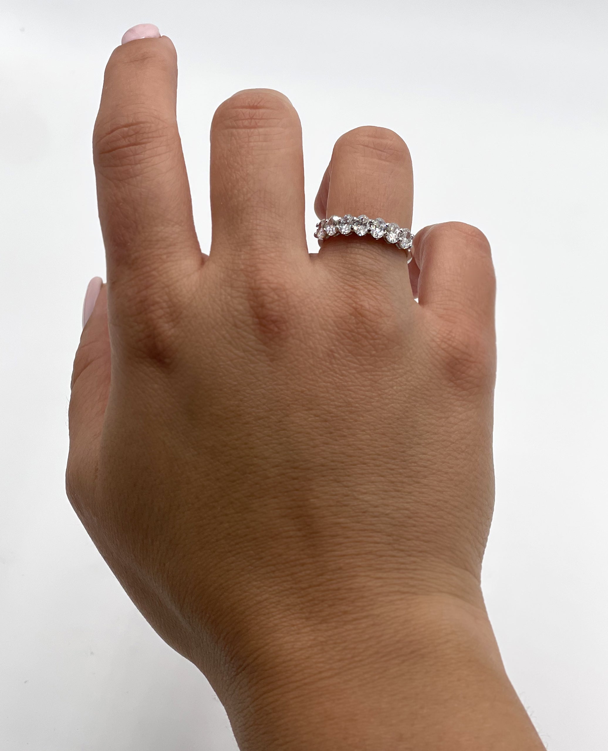 Oval Diamond Band 1.33 Carats Set in 18K White Gold