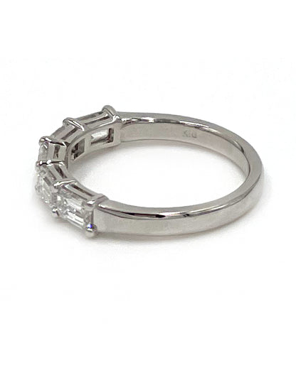 18K White Gold Band with Emerald Cut Diamonds