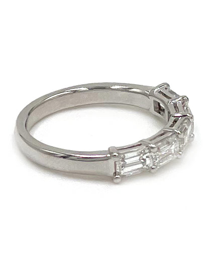 18K White Gold Band with Emerald Cut Diamonds