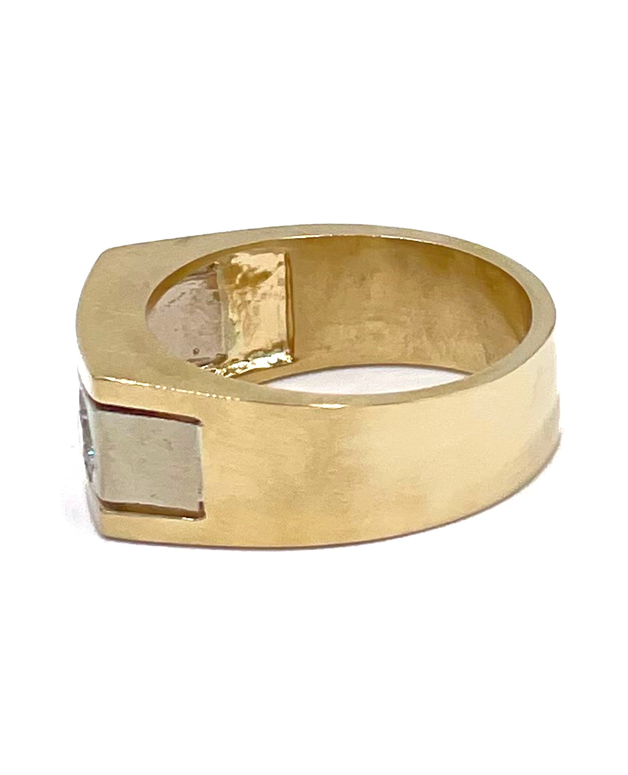 14K White & Yellow Gold Men's Ring with Diamond