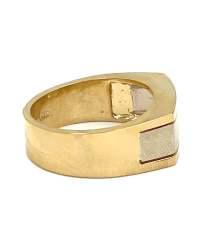 14K White & Yellow Gold Men's Ring with Diamond