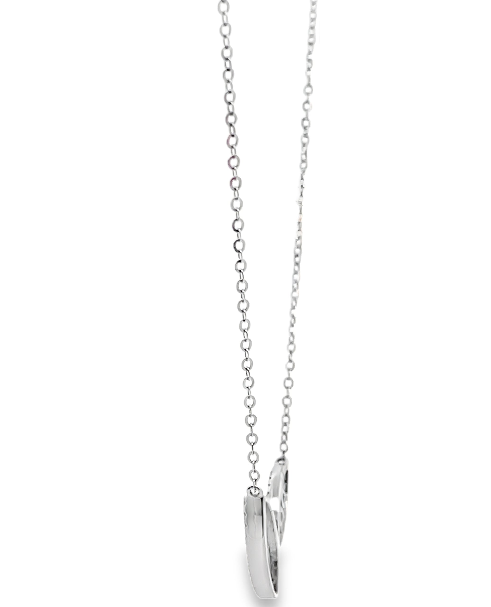 Double Leaf Asymmetric Sapphire and Diamond Necklace in 14K White Gold