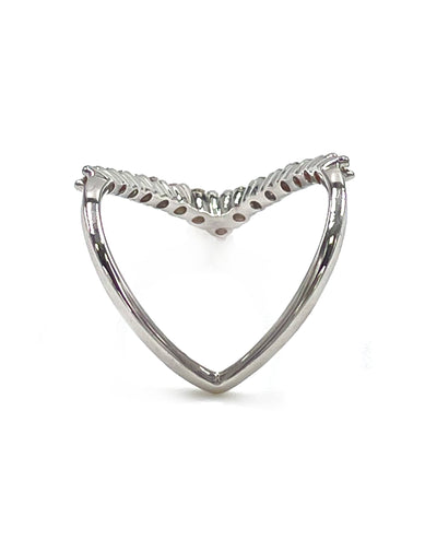 18K White Gold "V" Shape Diamond Ring 0.58 Carats
