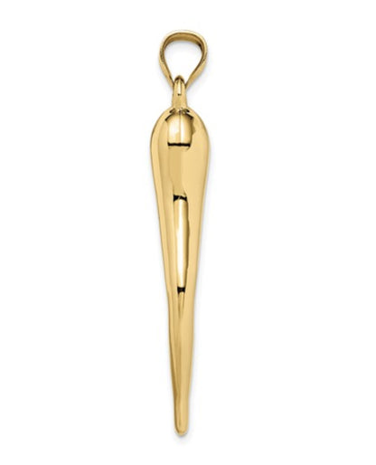 14K Yellow Gold 3D Hollow Italian Horn Charm - Large