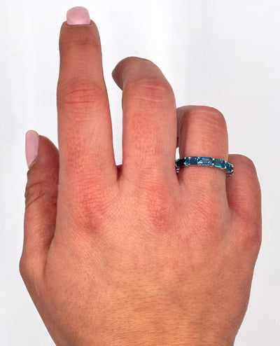 14K White Gold Stackable London Blue Topaz Ring