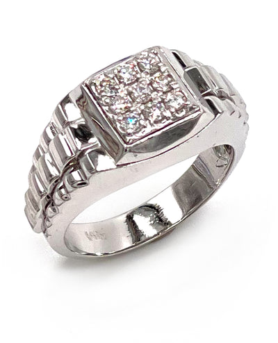 14K Men's Ring With Diamonds with 9 Round Diamonds 0.35 Carats