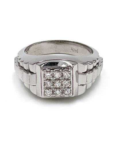 14K Men's Ring With Diamonds with 9 Round Diamonds 0.35 Carats