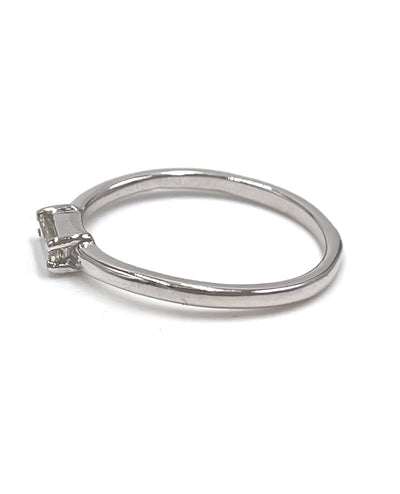 14K White Gold Stackable Ring with Baguette Diamond