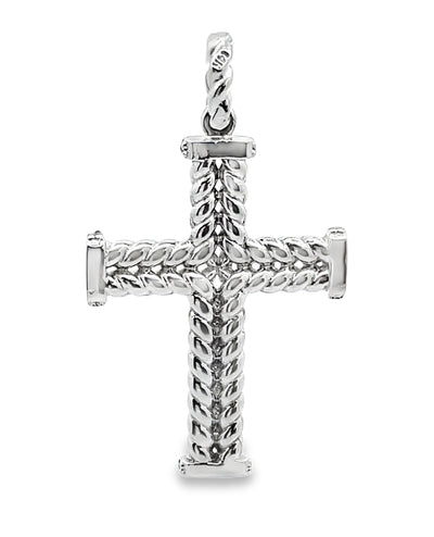 14K White Gold Cross with Diamonds