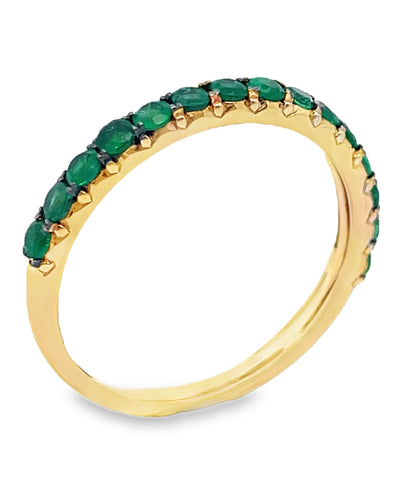 14K Yellow Gold Emerald Stackable Ring