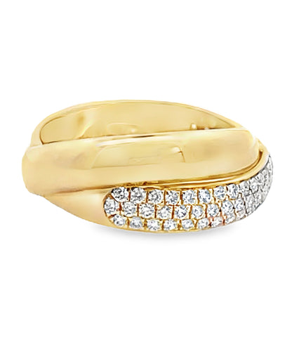 14K Yellow Gold Criss Cross Ring with Diamonds