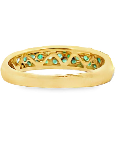 18K Yellow Gold Pavé Set 0.62 Carat Emerald Ring