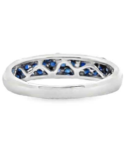 18K White Gold Pave Set Sapphire Ring