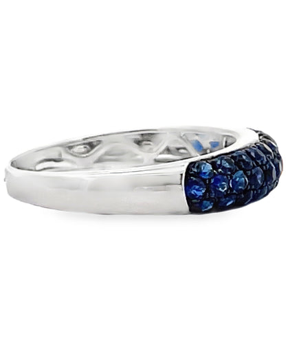 18K White Gold Pave Set Sapphire Ring