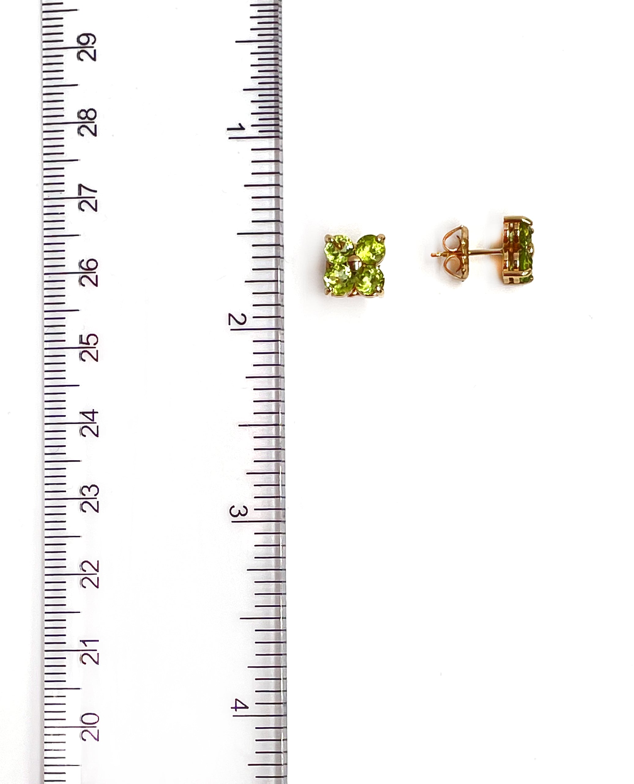 14K Yellow Gold Peridot Stud Earrings with Pushbacks