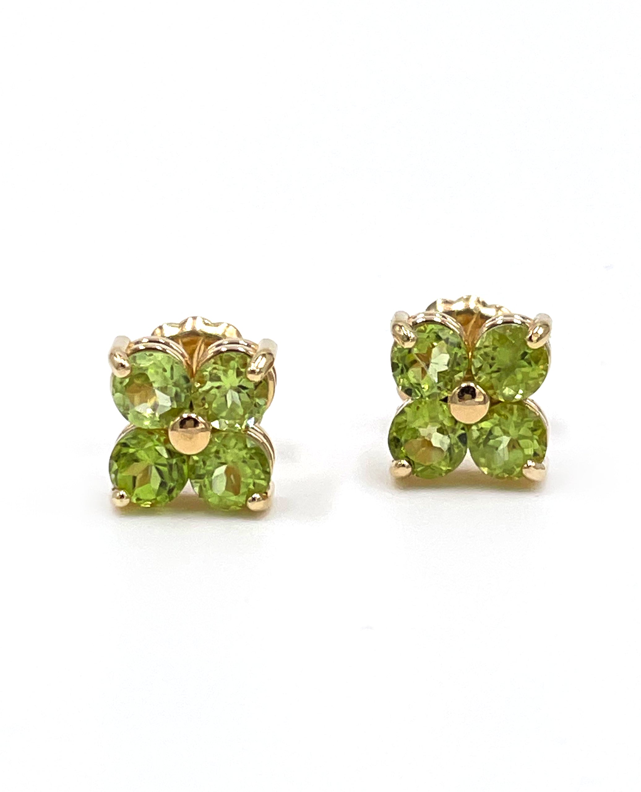 14K Yellow Gold Peridot Stud Earrings with Pushbacks