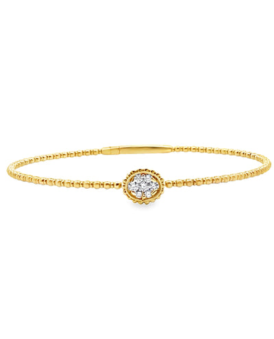 14K Yellow Gold Single Station 0.23 Carat Diamond Bangle Bracelet
