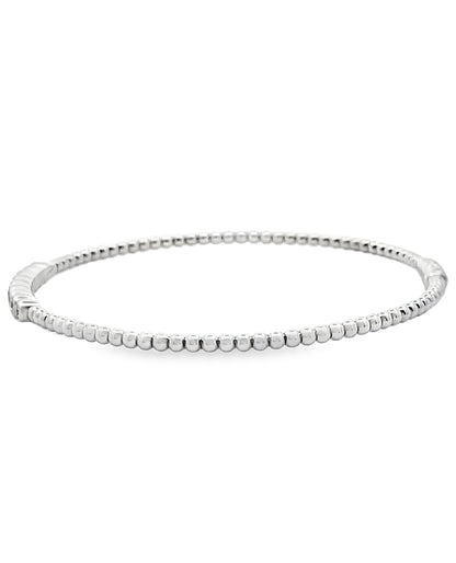 Simon G. LB2519 18K White Gold Stackable Beaded Bangle Bracelet with Diamonds
