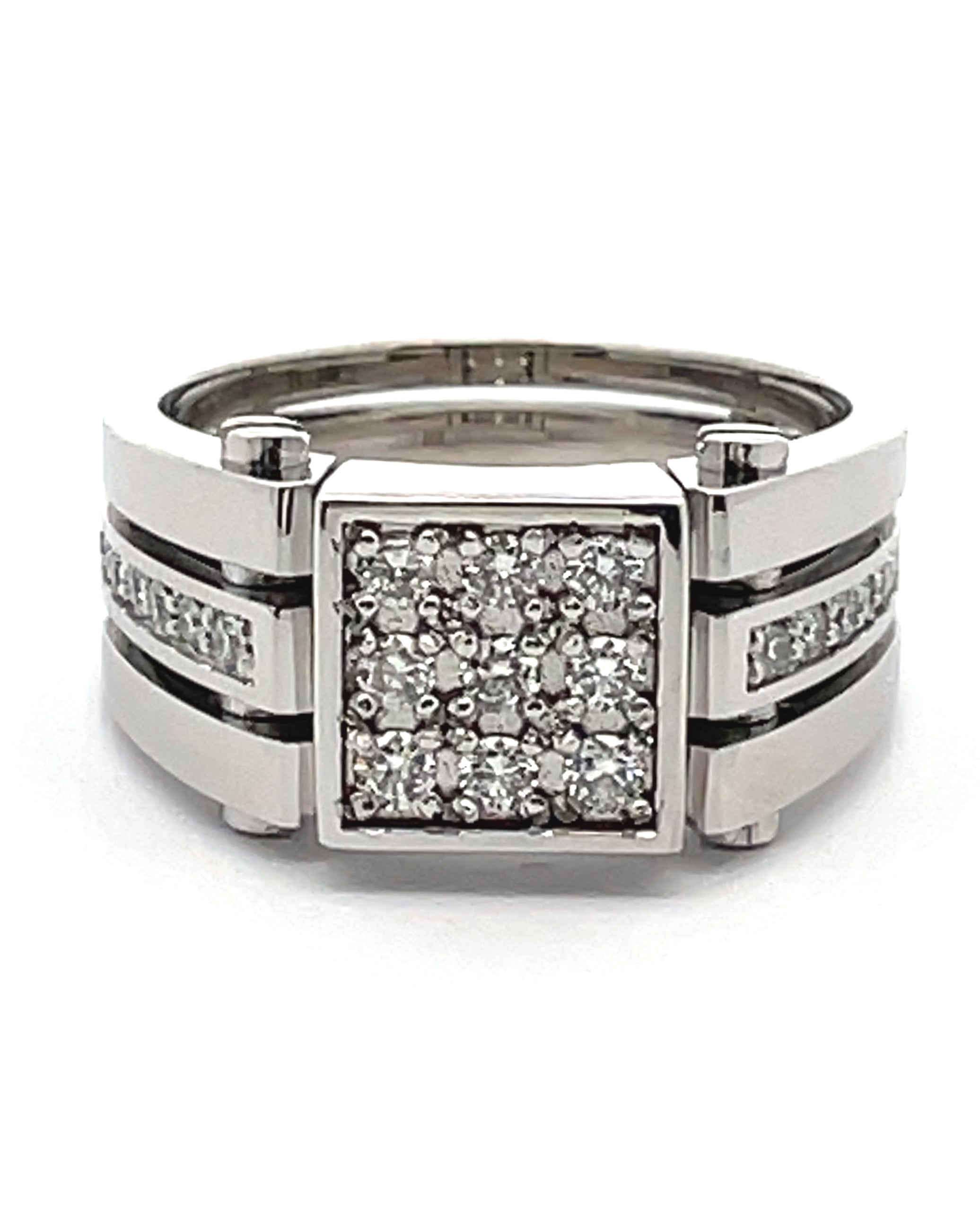 14K White Gold Men's Diamond Ring