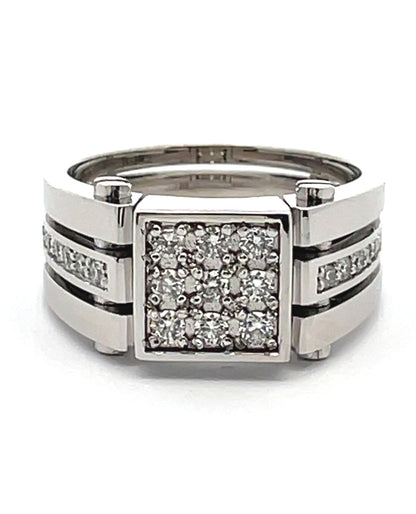14K White Gold Men's Diamond Ring
