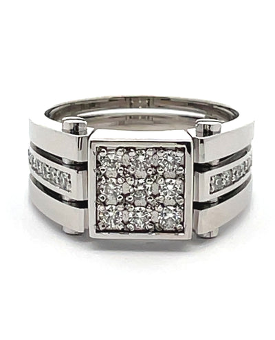 14K White Gold Men's 0.54 Carat Diamond Ring