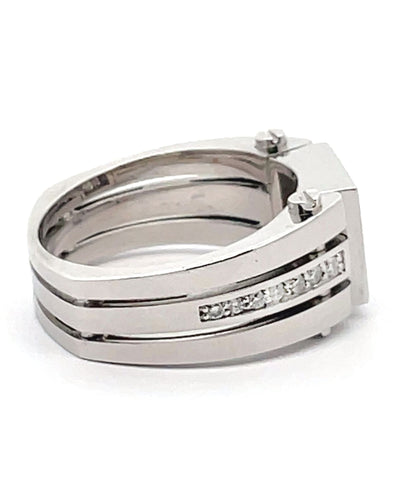 14K White Gold Men's 0.54 Carat Diamond Ring