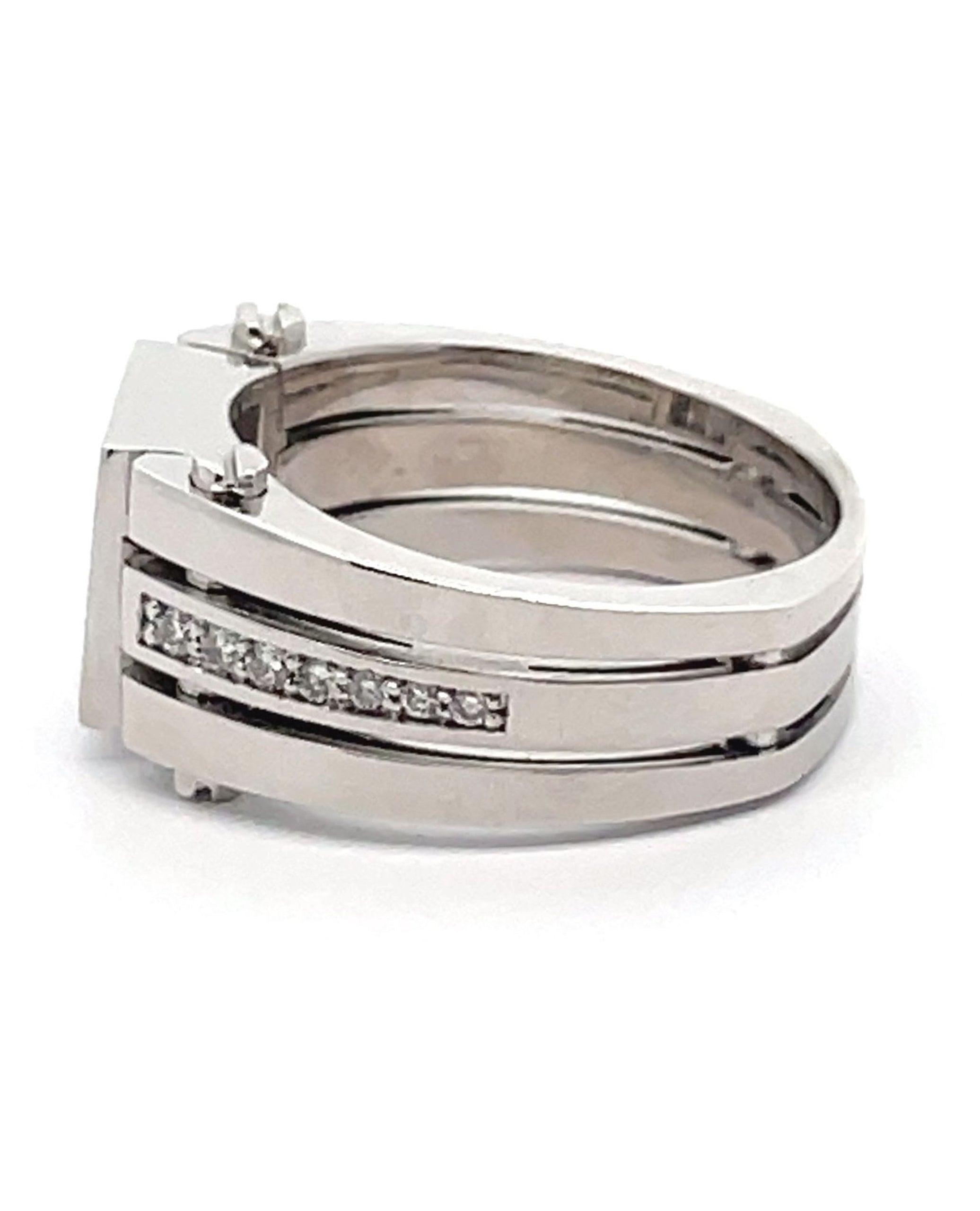 14K White Gold Men's Diamond Ring