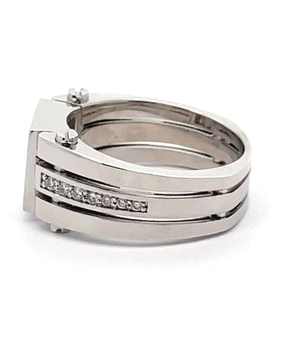 14K White Gold Men's 0.54 Carat Diamond Ring