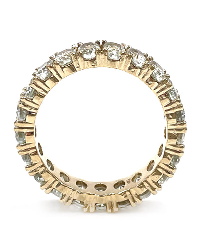 4.98 Carat Oval Green Amethyst Eternity Band in 14K Yellow Gold