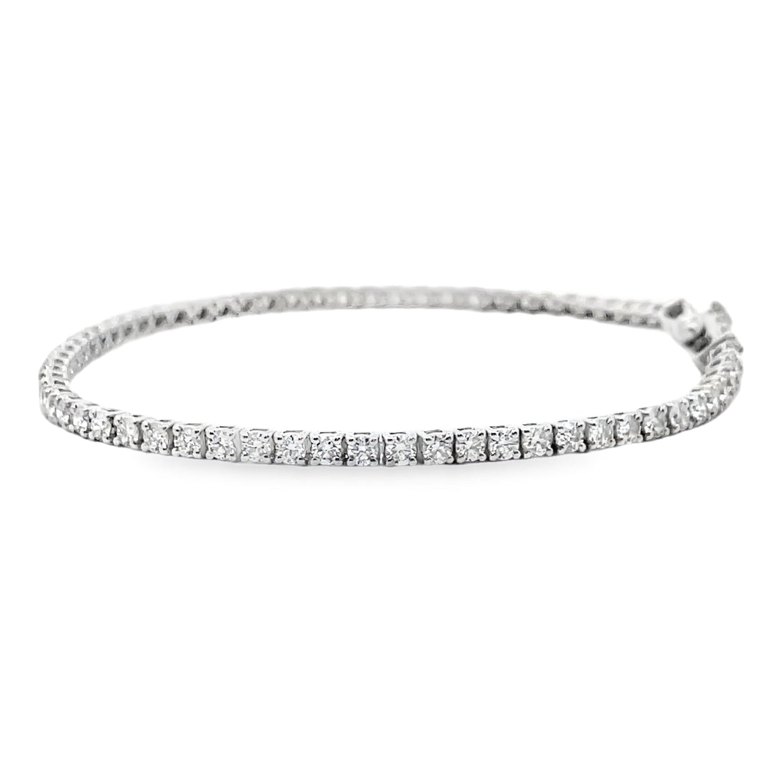 14K White Gold Tennis Bracelet 3.03 Carat Round Diamonds