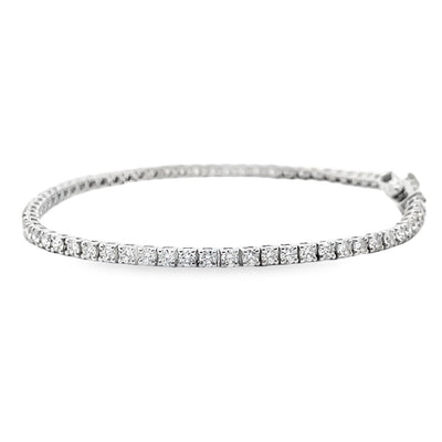 14K White Gold Tennis Bracelet 3.03 Carat Round Diamonds