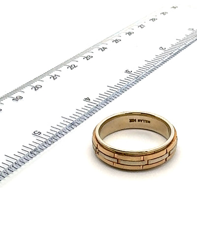 Men's 14K Two Tone Ring with Matte Finish, 10.5 Finger Size
