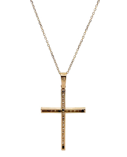 14K Yellow Gold Diamond Cross