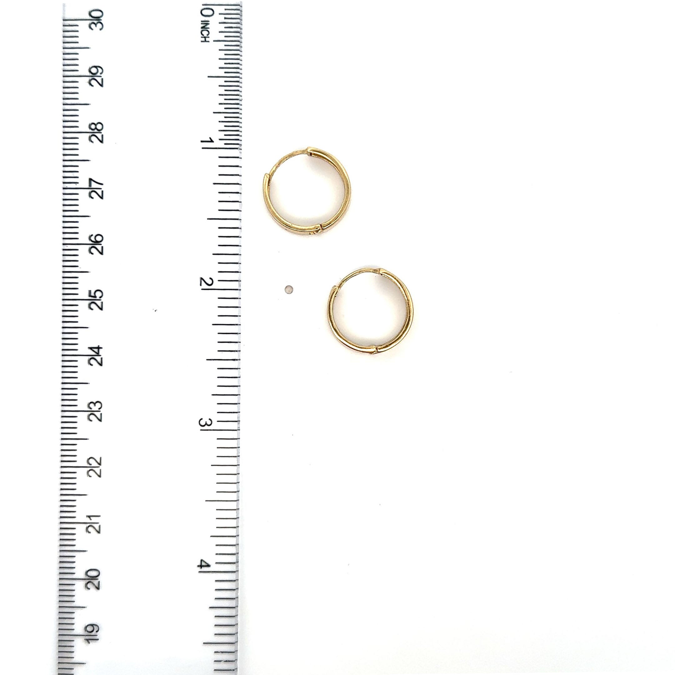 14K Yellow Gold Huggie Hoop Earrings