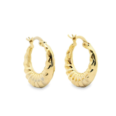 14K Yellow Gold Shrimp Hoop Earrings