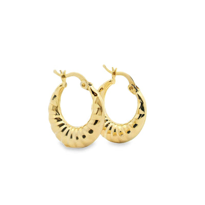 14K Yellow Gold Shrimp Hoop Earrings