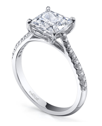 Designs By Vatche #1504 Platinum Engagement Ring Setting for 6.5 Millimeter Princess Cut Center Stone