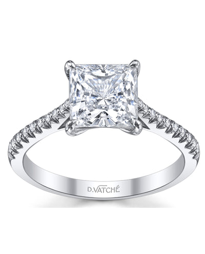 Designs By Vatche #1504 Platinum Engagement Ring Setting for 6.5 Millimeter Princess Cut Center Stone